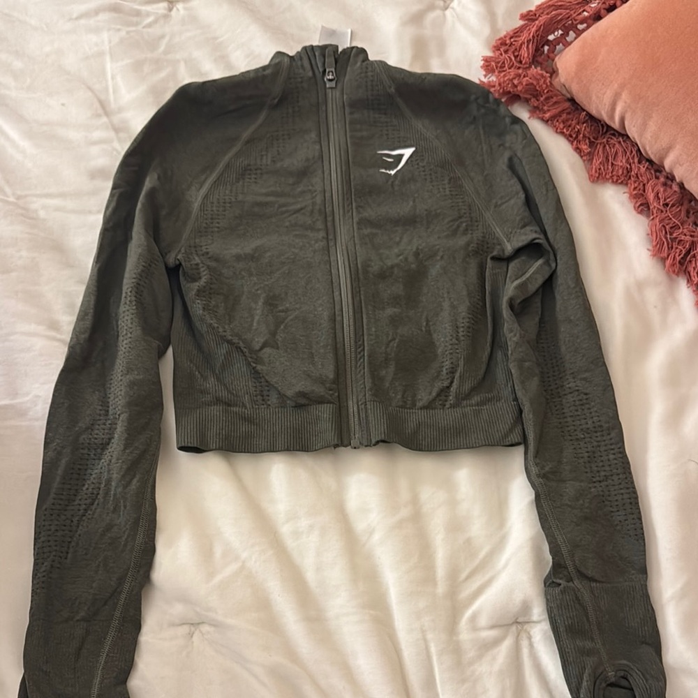 Gymshark Green Long Zip up jacket